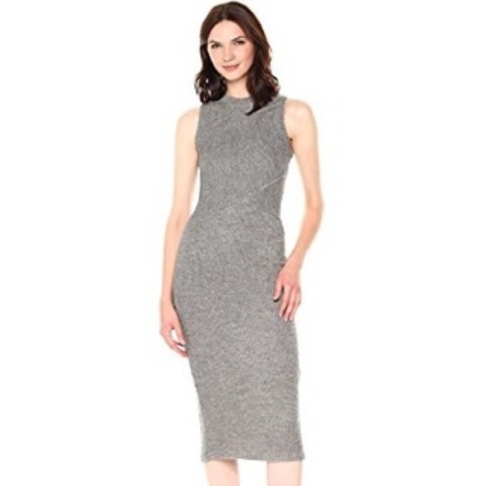 Plenty by Tracy Reese Dress Small Gray Ribbed Sweater Sleeveless Lined